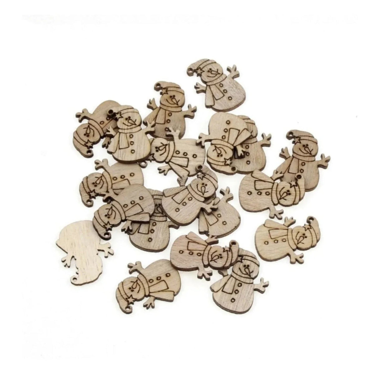 Wooden Snowman Scrapbooking Form – Dark Laser Cut, 28×30 mm, 20pcs