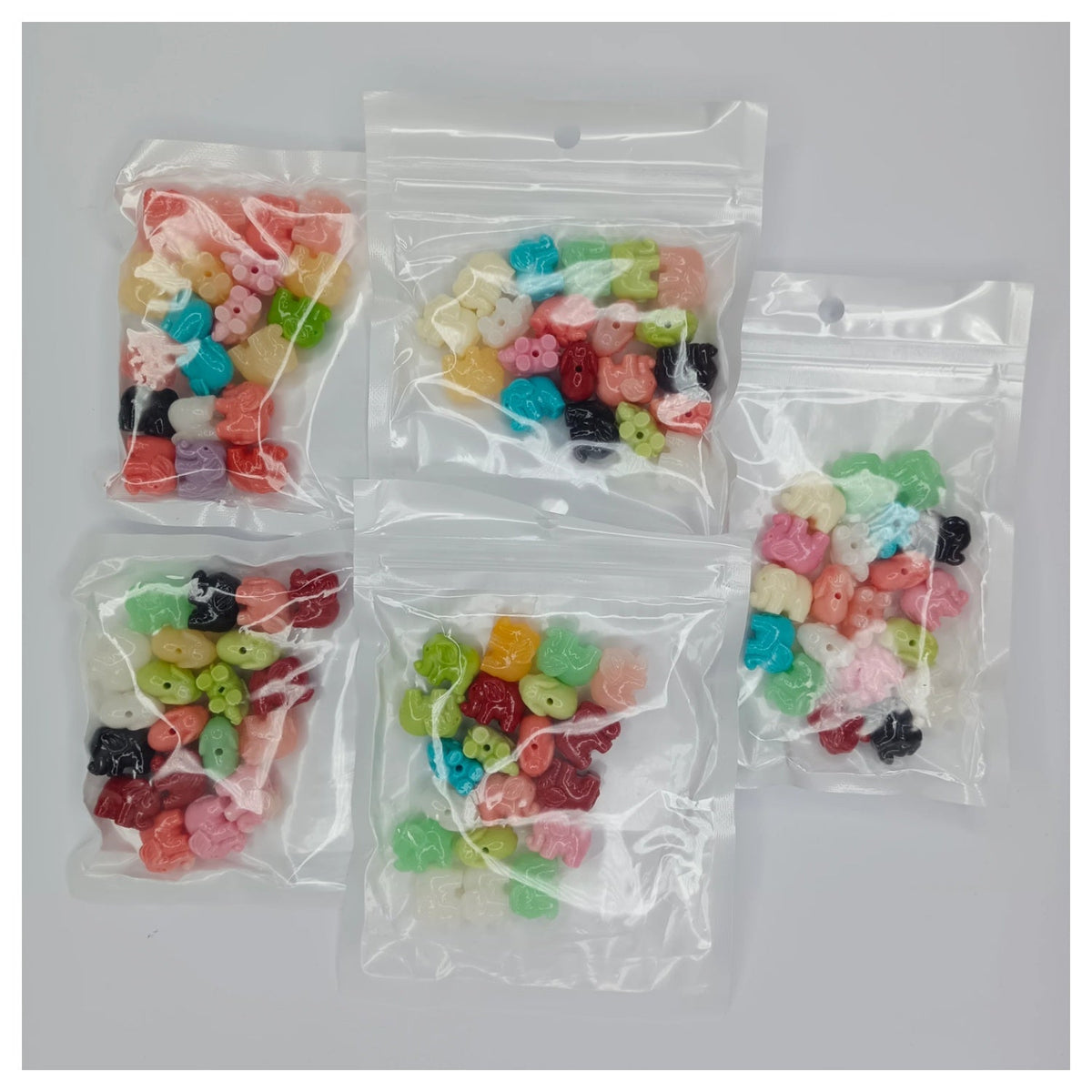 15mm Elephant Spacer Beads – 20pcs Mixed Colours