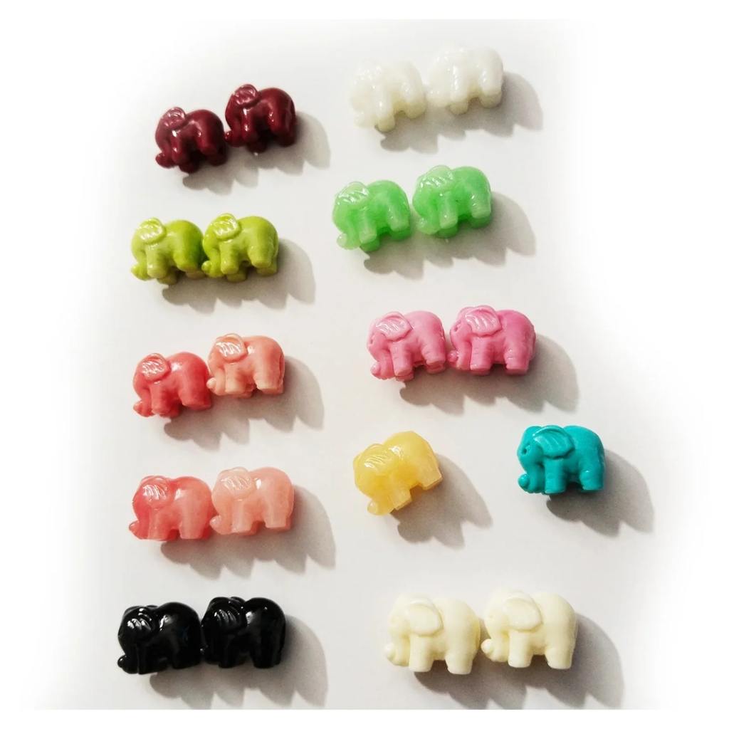 15mm Elephant Spacer Beads – 20pcs Mixed Colours