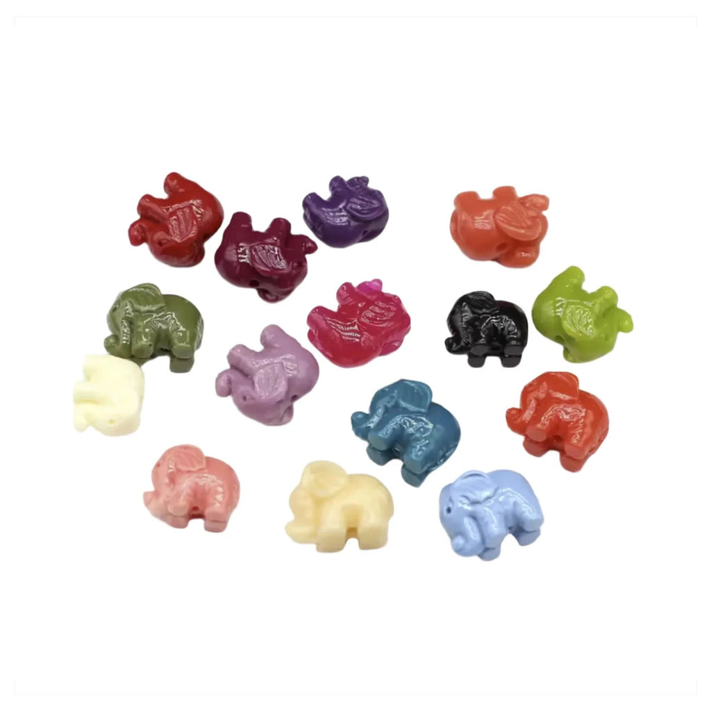 15mm Elephant Spacer Beads – 20pcs Mixed Colours