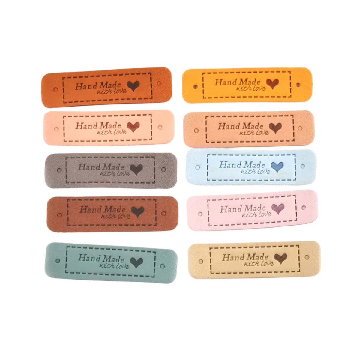 20pcs Heart Embossed PU Leather Sewing Labels