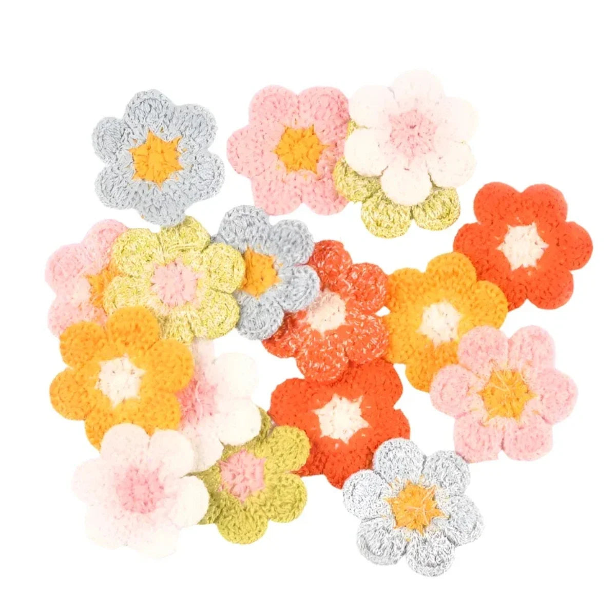 20pcs 32mm Lace Flower Appliques Mesh Trim