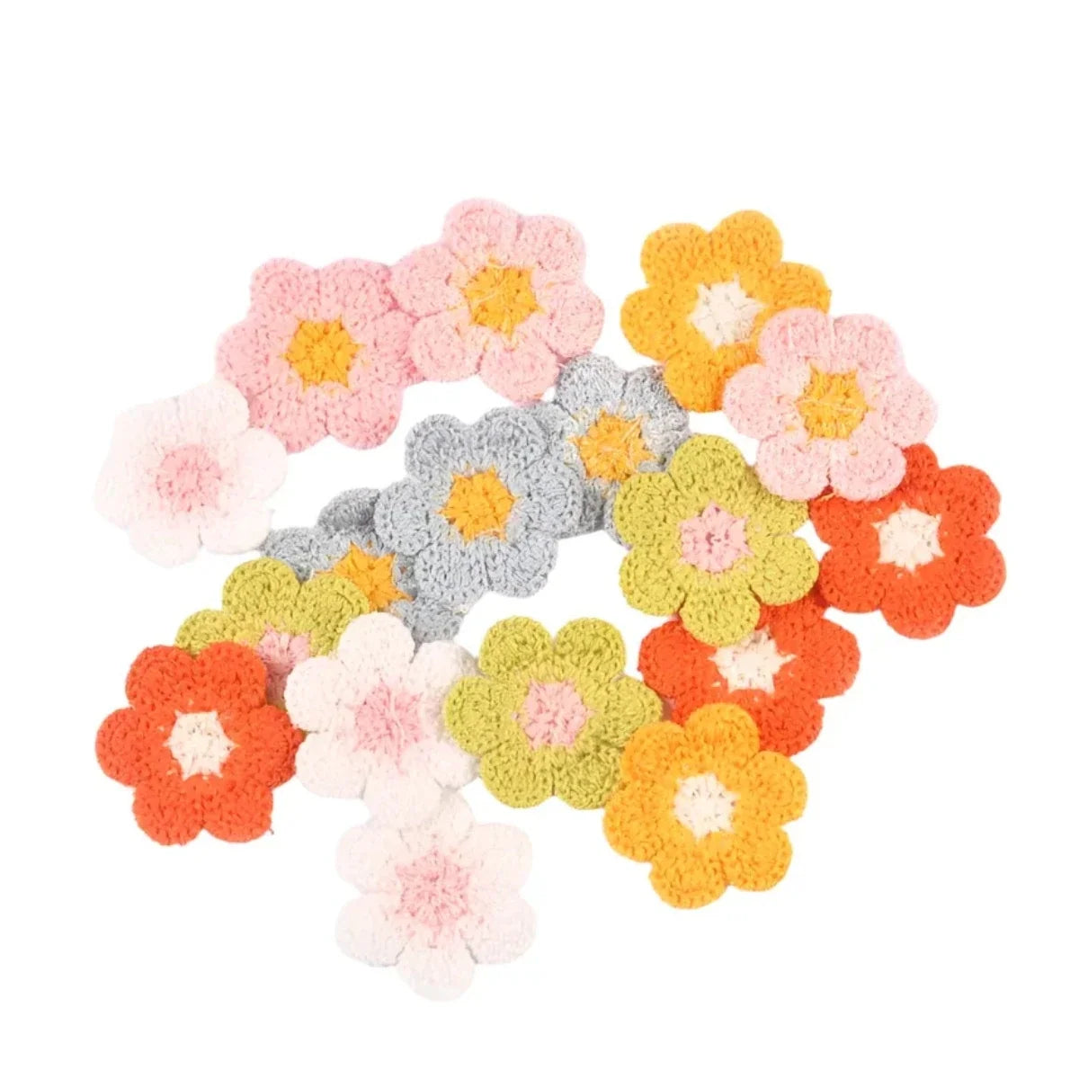 20pcs 32mm Lace Flower Appliques Mesh Trim