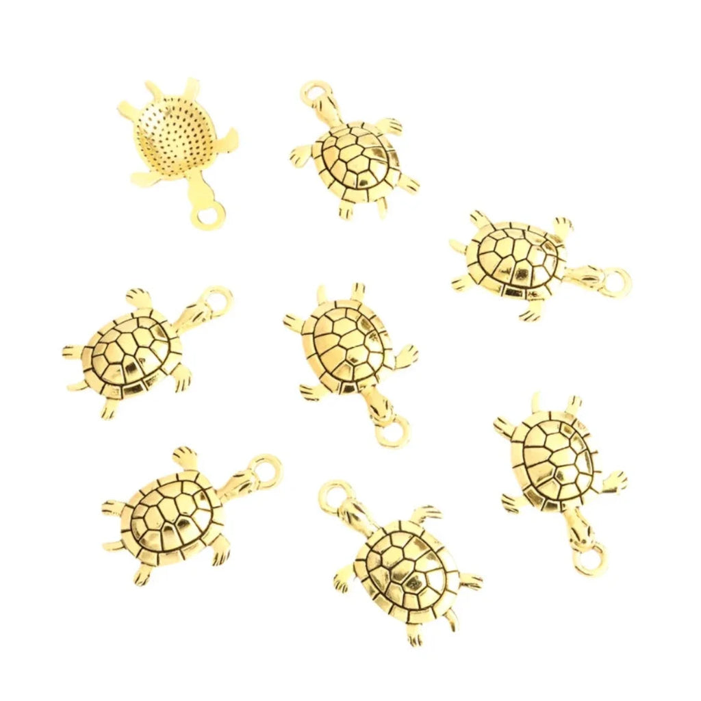 10 Retro Turtle Shape Alloy Charms for DIY Jewellery – Antique Gold-20pcs