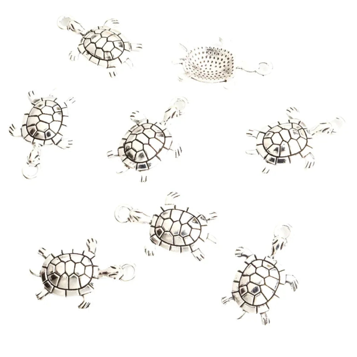 10 Retro Turtle Shape Alloy Charms for DIY Jewellery – Antique Silver-20pcs