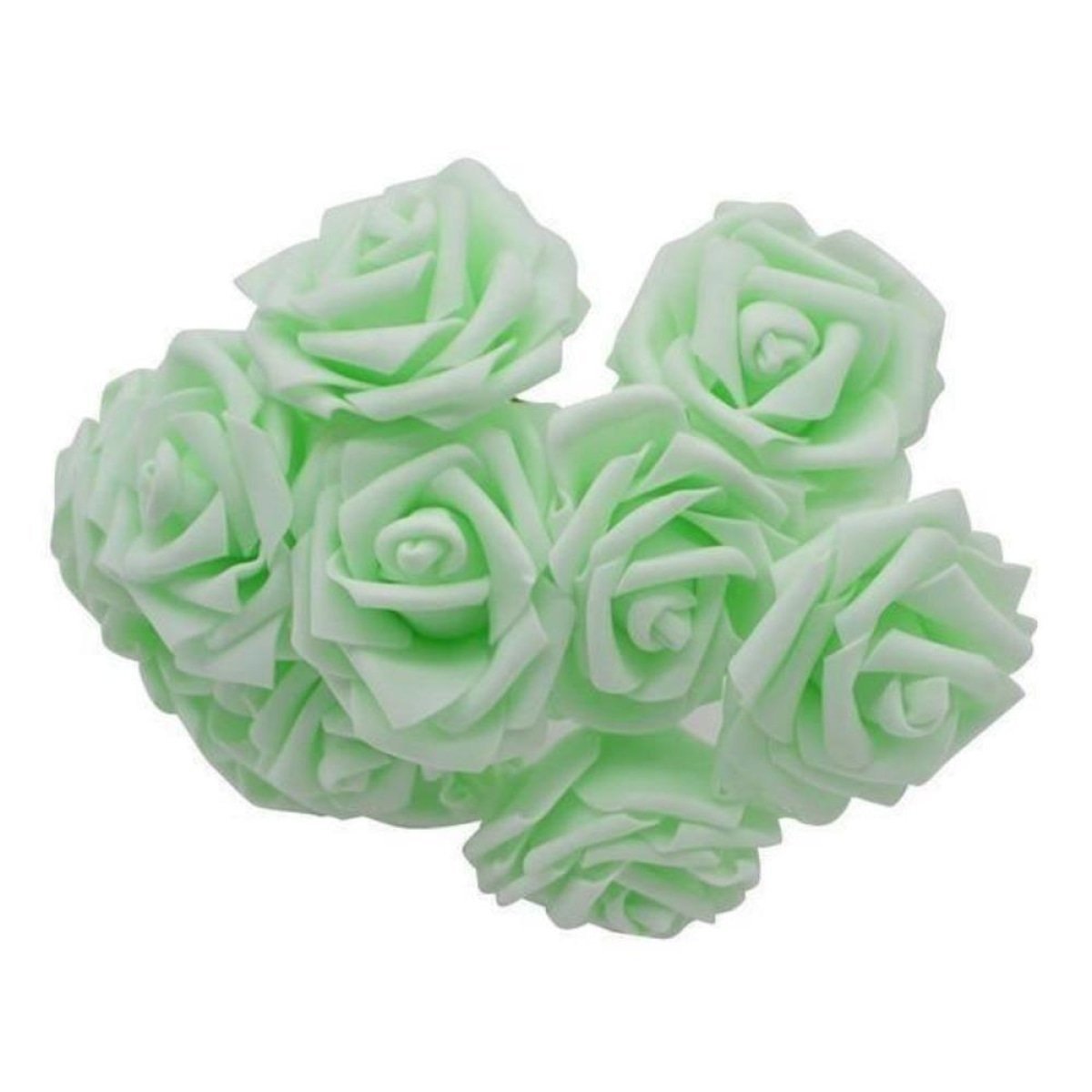 20 Light Green Foam Flowers 7cm Rose Stems