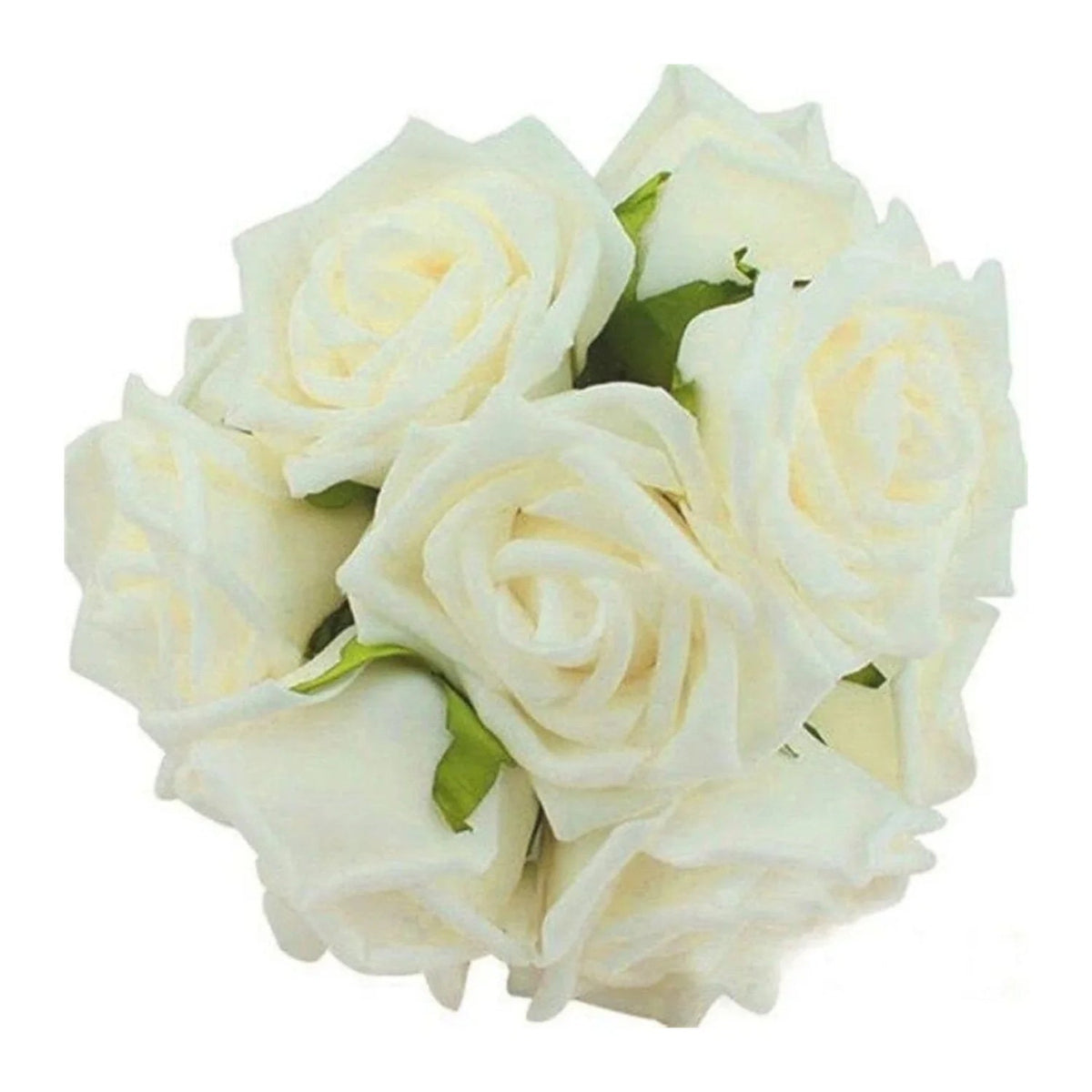 20 Milk White Foam Rose Stems 7cm