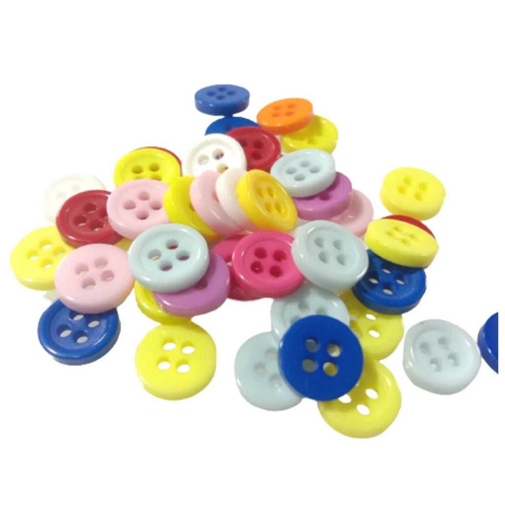 Mixed Coloured 9mm 4-Hole Buttons – 20 Pack