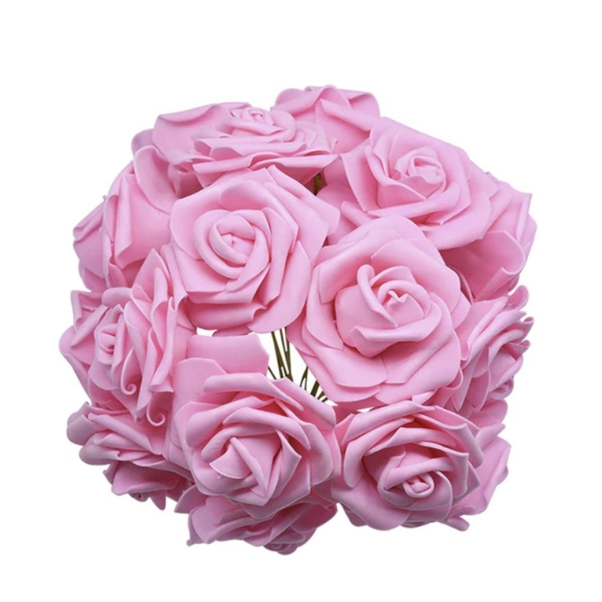 20x Pink 7cm Foam Flowers Rose Stems Artificial Wedding Bride Bouquet - - Asia Sell