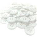 20 Plain White Ridged 15mm 4-Hole Buttons