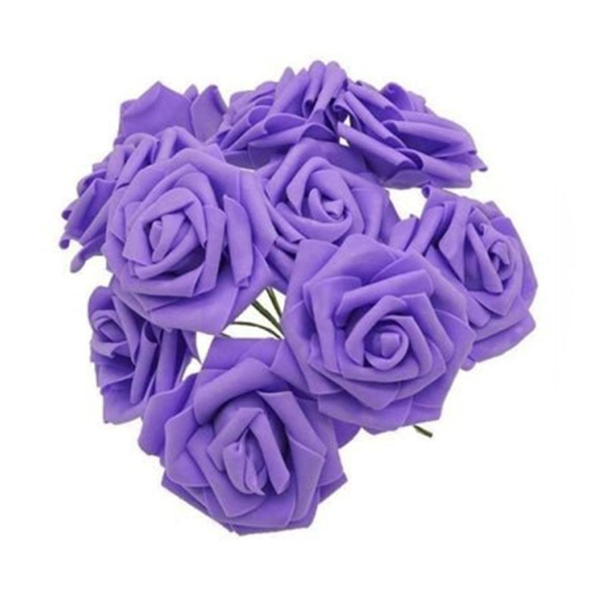 20x Purple 7cm Foam Flowers Rose Stems Wedding Bride Bouquet