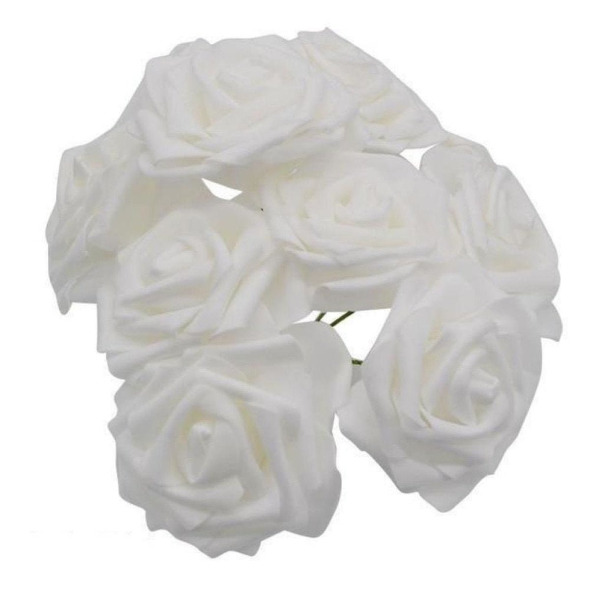 20 White 7cm Foam Rose Stems Artificial Wedding Bouquet