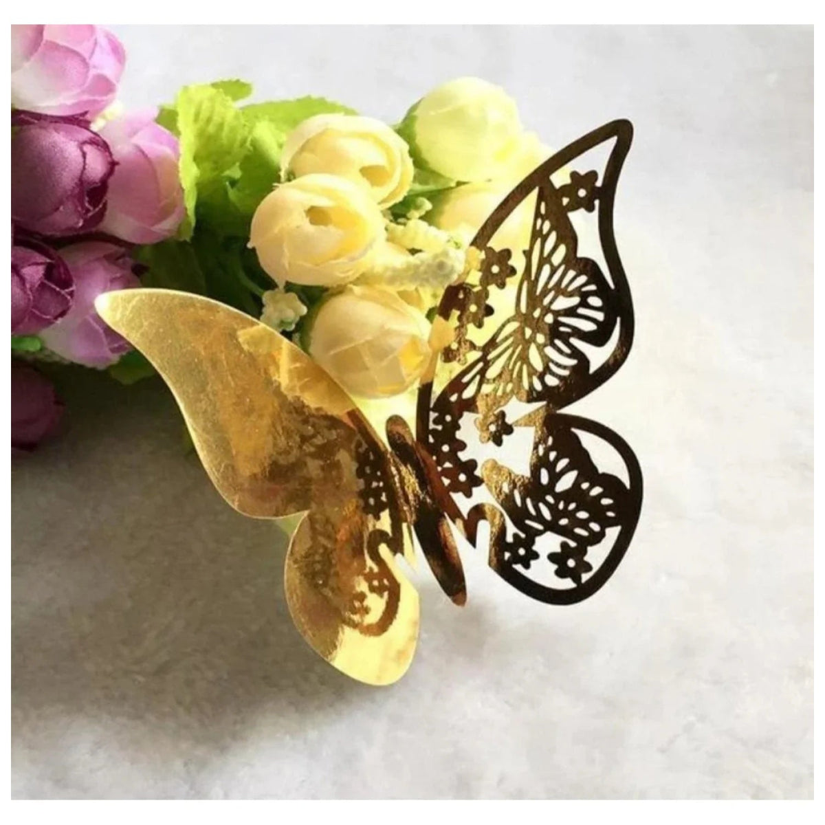 20x Wine Glass Wedding Name Cards for Weddings Butterfly Laser Cut Paper Table Place Card 11cm - Gold - Asia Sell