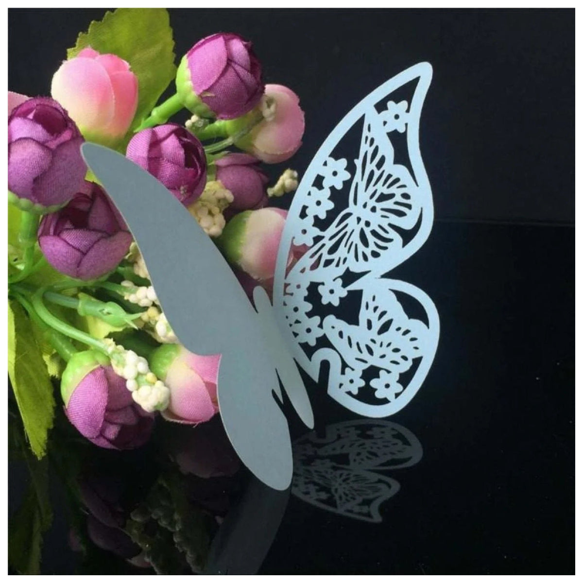 20x Wine Glass Wedding Name Cards for Weddings Butterfly Laser Cut Paper Table Place Card 11cm - Gray - Asia Sell