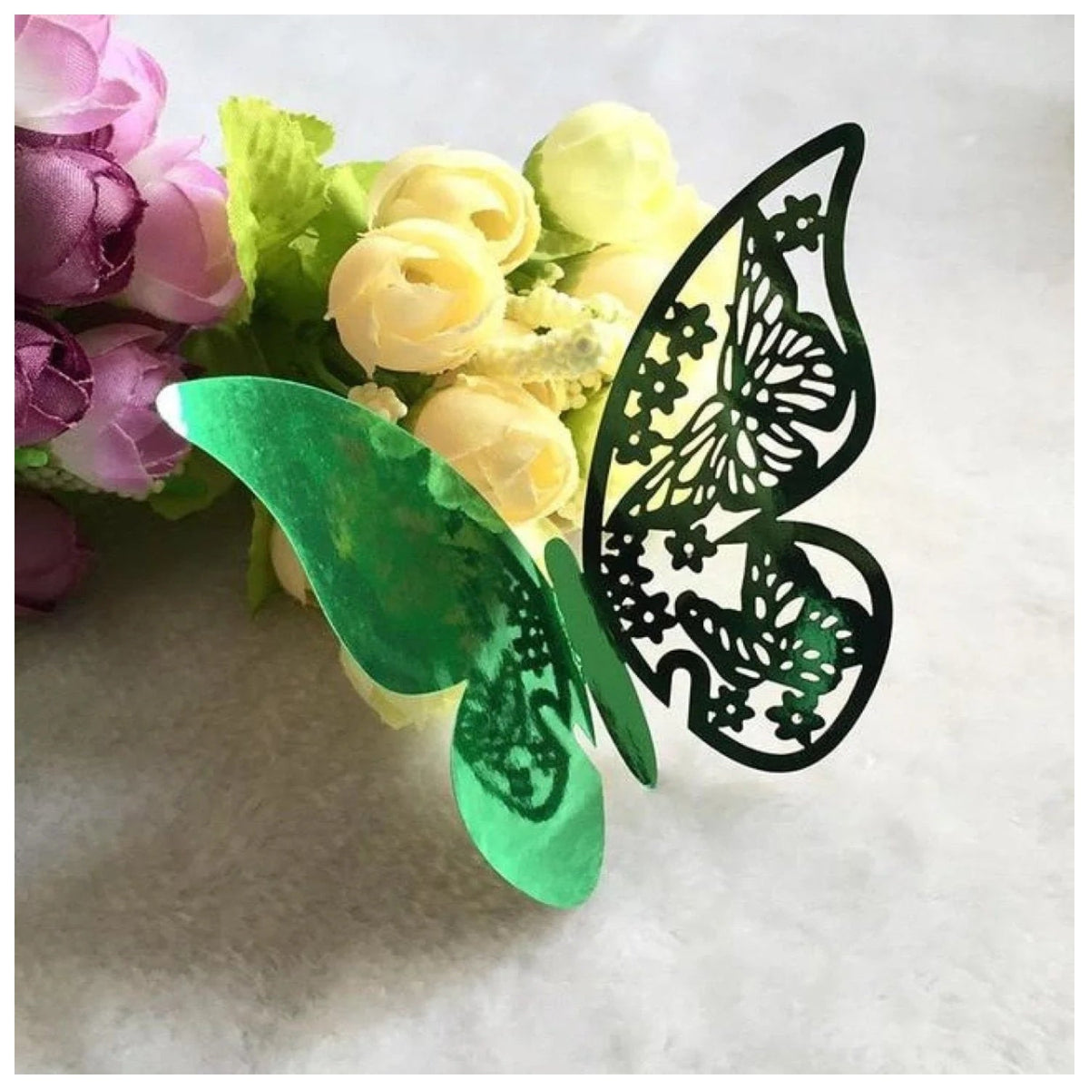 20x Wine Glass Wedding Name Cards for Weddings Butterfly Laser Cut Paper Table Place Card 11cm - Green - Asia Sell