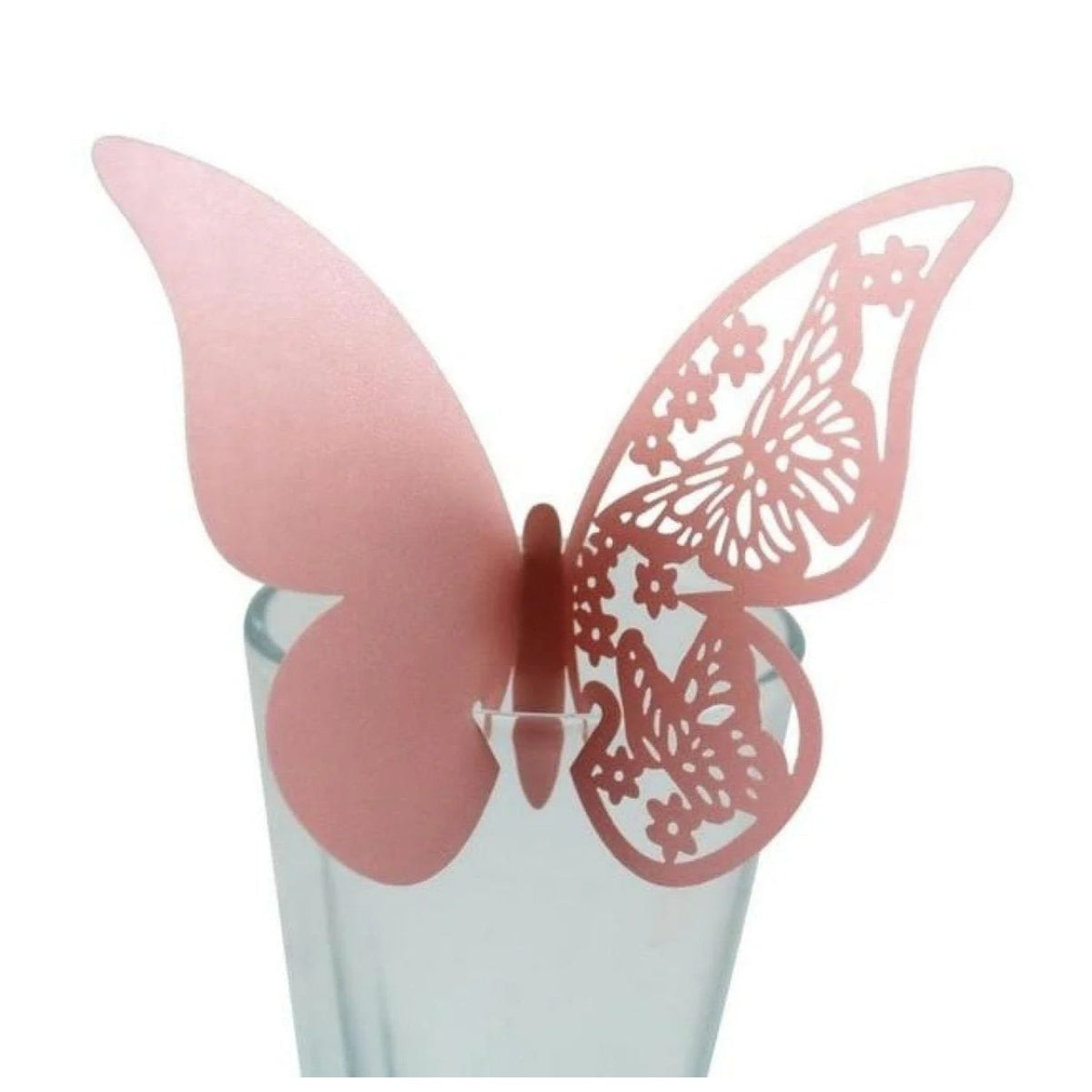 20x Wine Glass Wedding Name Cards for Weddings Butterfly Laser Cut Paper Table Place Card 11cm - Pink - Asia Sell