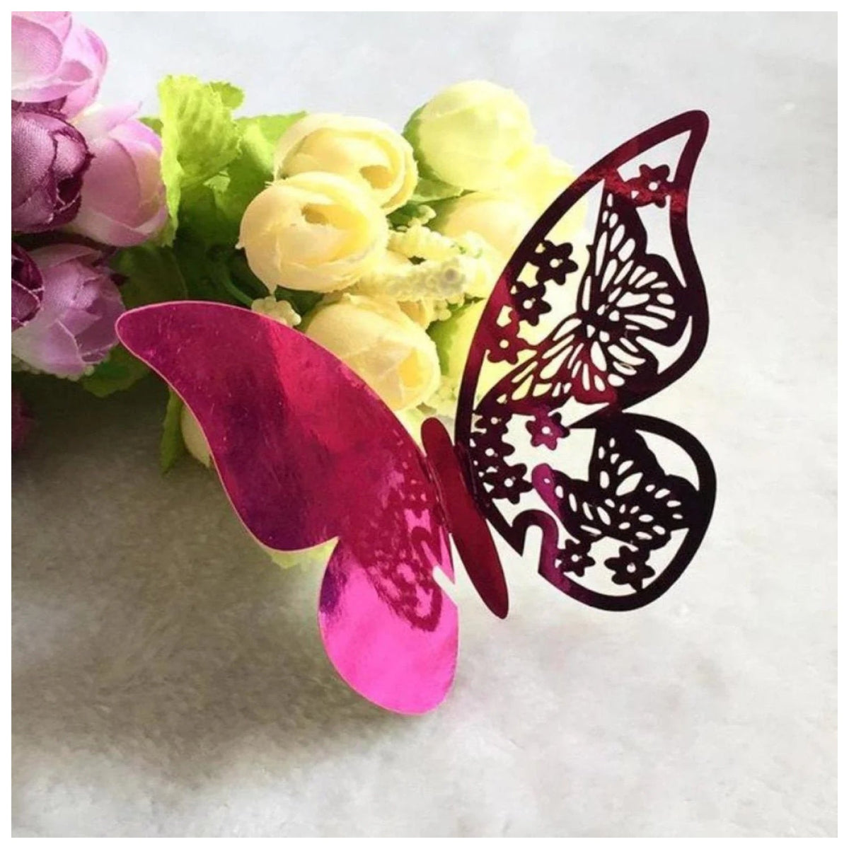 20x Wine Glass Wedding Name Cards for Weddings Butterfly Laser Cut Paper Table Place Card 11cm - Rose Red - Asia Sell