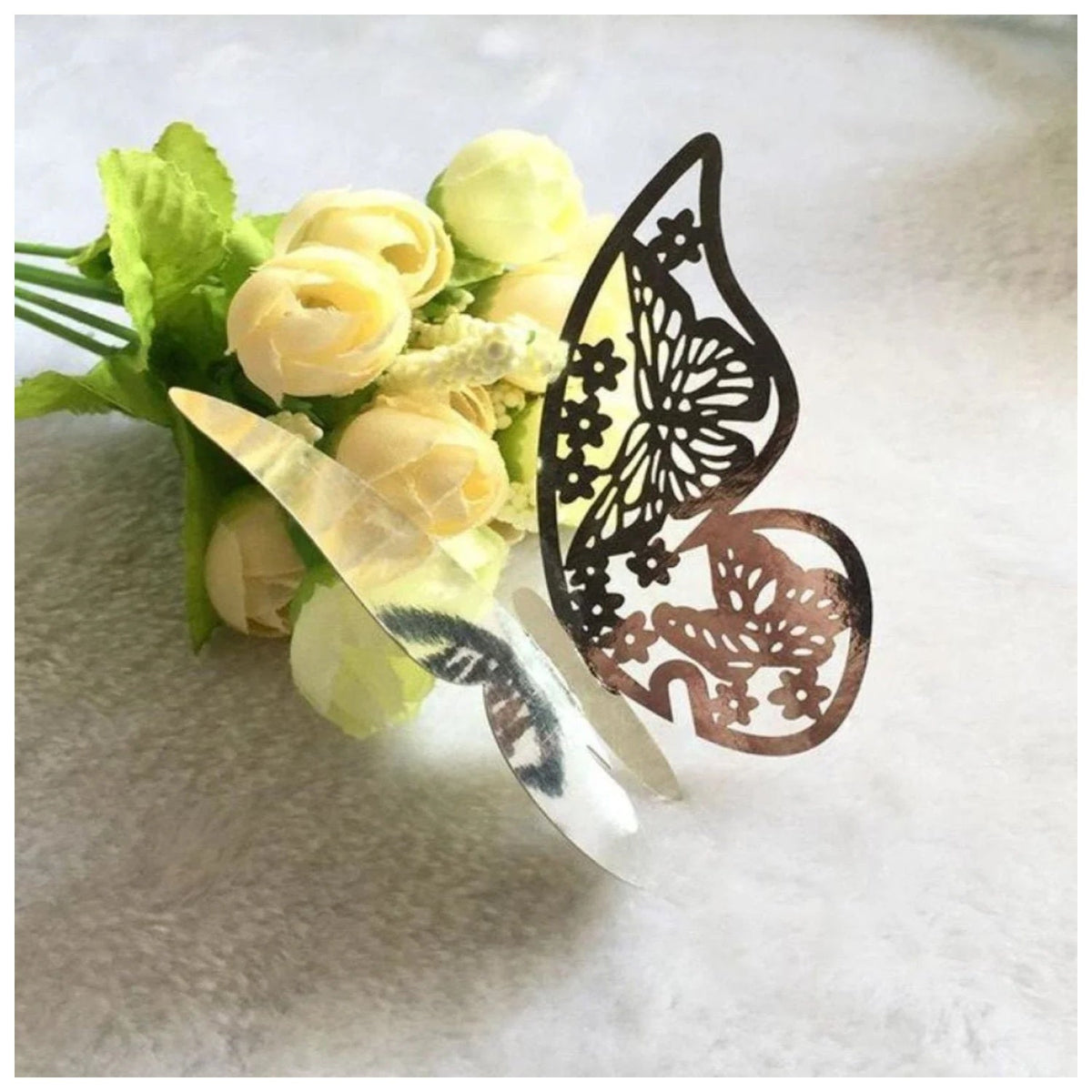 20x Wine Glass Wedding Name Cards for Weddings Butterfly Laser Cut Paper Table Place Card 11cm - Silver - Asia Sell