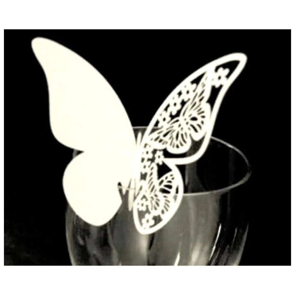 20x Wine Glass Wedding Name Cards for Weddings Butterfly Laser Cut Paper Table Place Card 11cm - White - Asia Sell