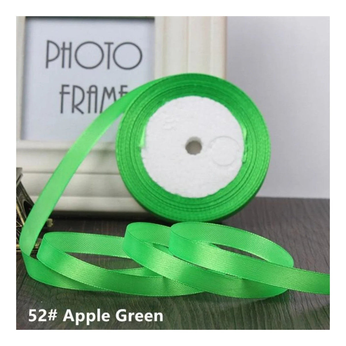 22m Polyester Ribbon 10-15mm in Multiple Colours – Apple Green 15mm
