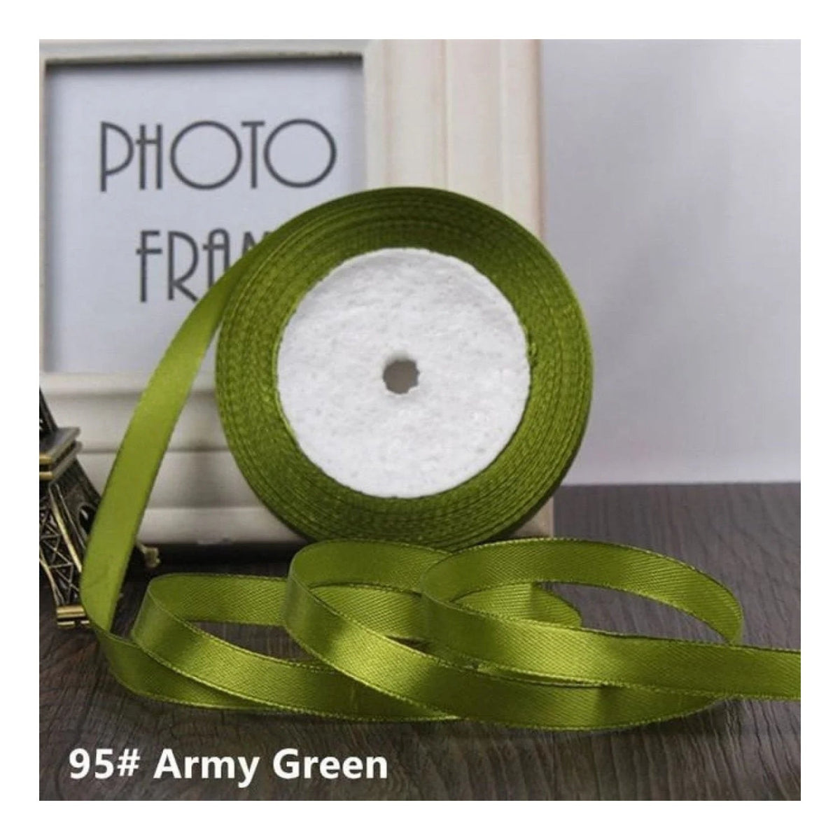 22m Polyester Ribbon 10-15mm in Multiple Colours – Army Green 15mm