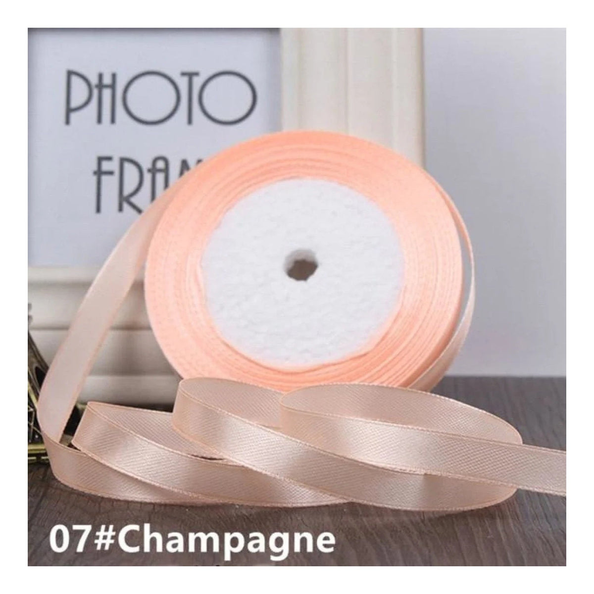 22m Polyester Ribbon 10-15mm in Multiple Colours – Champagne 15mm