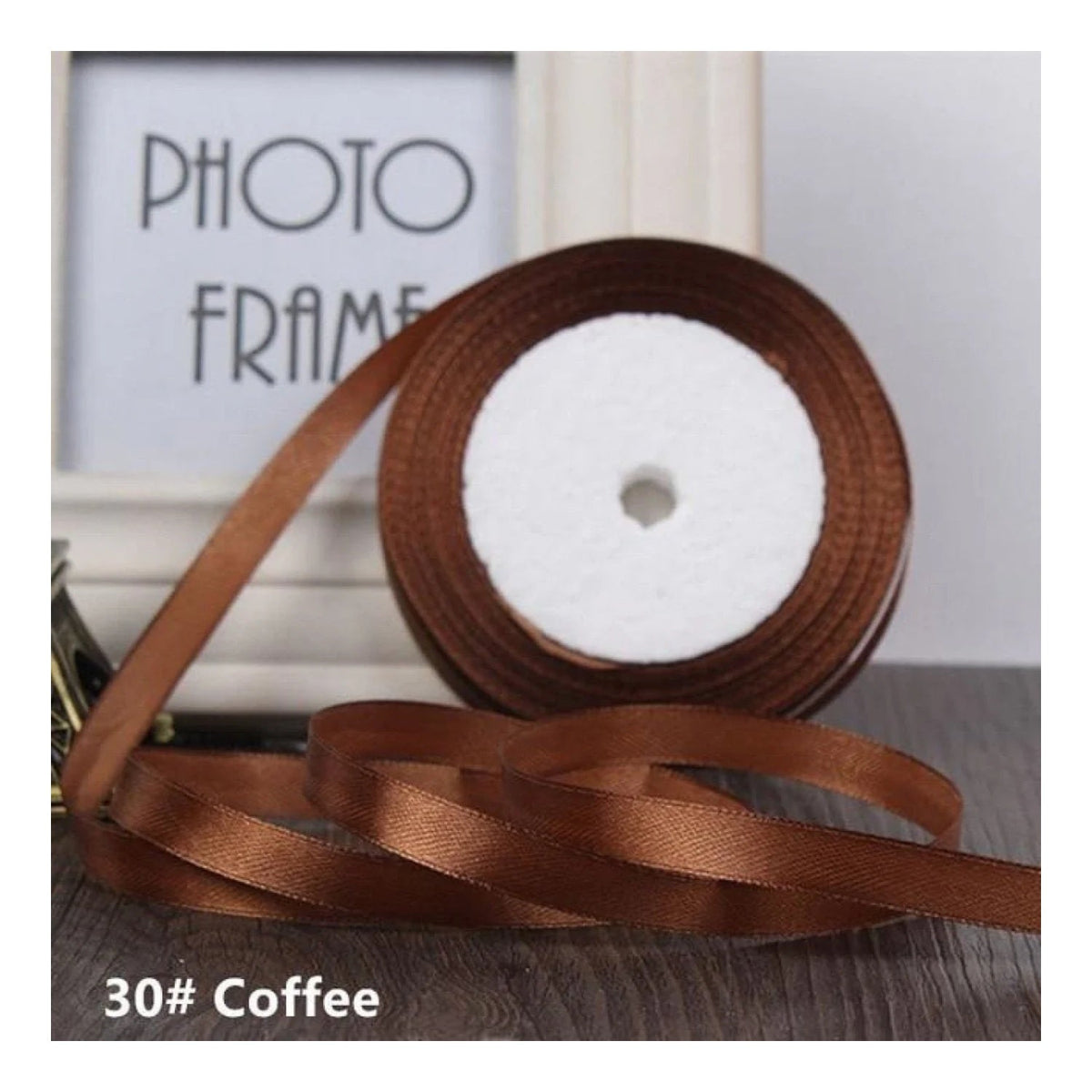 22m Polyester Ribbon 10-15mm in Multiple Colours – Coffee 15mm