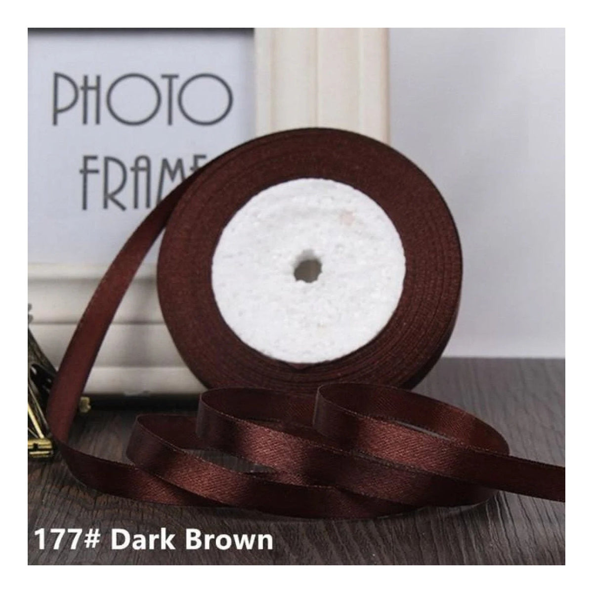 22m Polyester Ribbon 10-15mm in Multiple Colours – Dark Brown 15mm