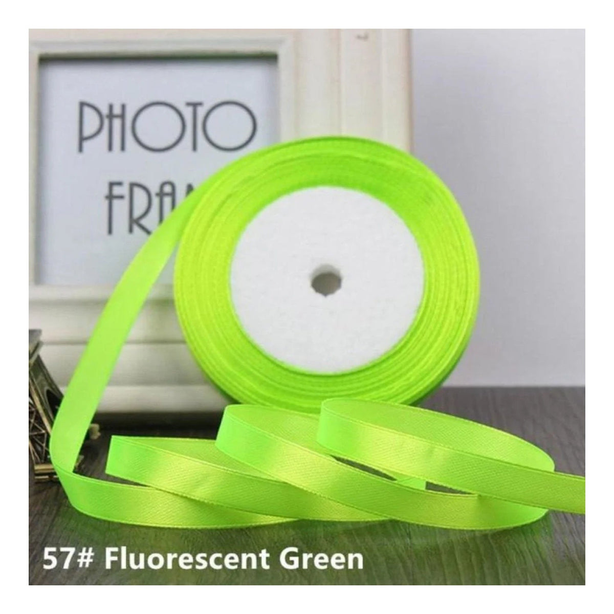 22m Polyester Ribbon 10-15mm in Multiple Colours – Fluorescent Green 15mm