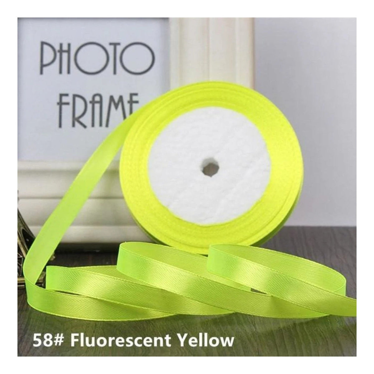 22m Polyester Ribbon 10-15mm in Multiple Colours – Fluorescent Yellow 10mm