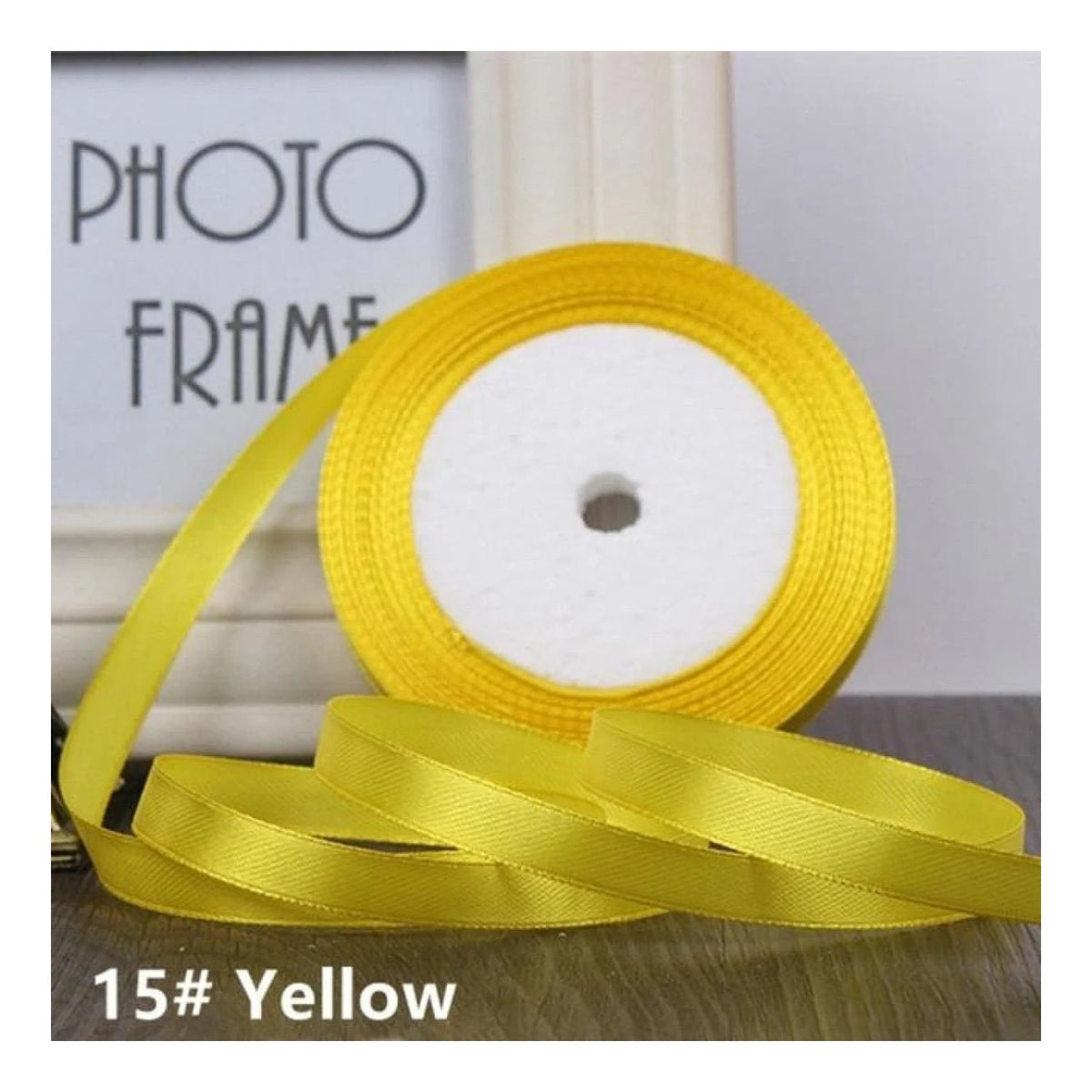 22m Polyester Ribbon 10-15mm in Multiple Colours – Gold Yellow 15mm