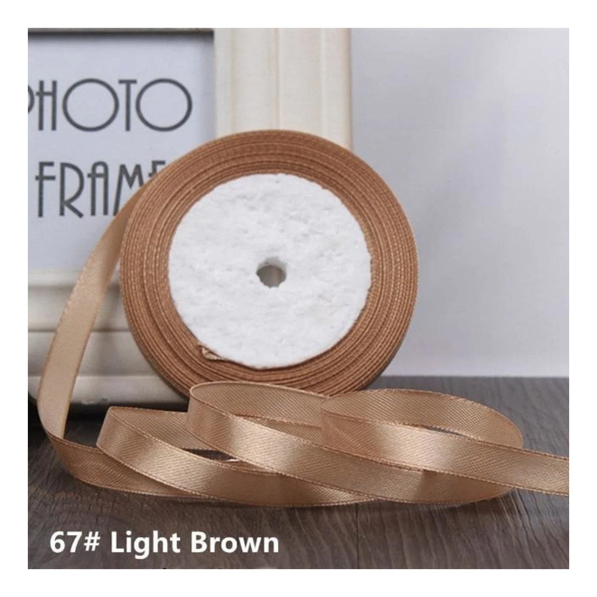 22m Polyester Ribbon 10-15mm in Multiple Colours – Light Brown 15mm