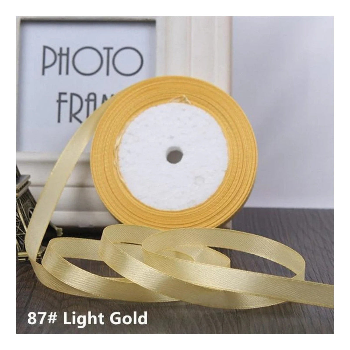 22m Polyester Ribbon 10-15mm in Multiple Colours – Light Gold 15mm