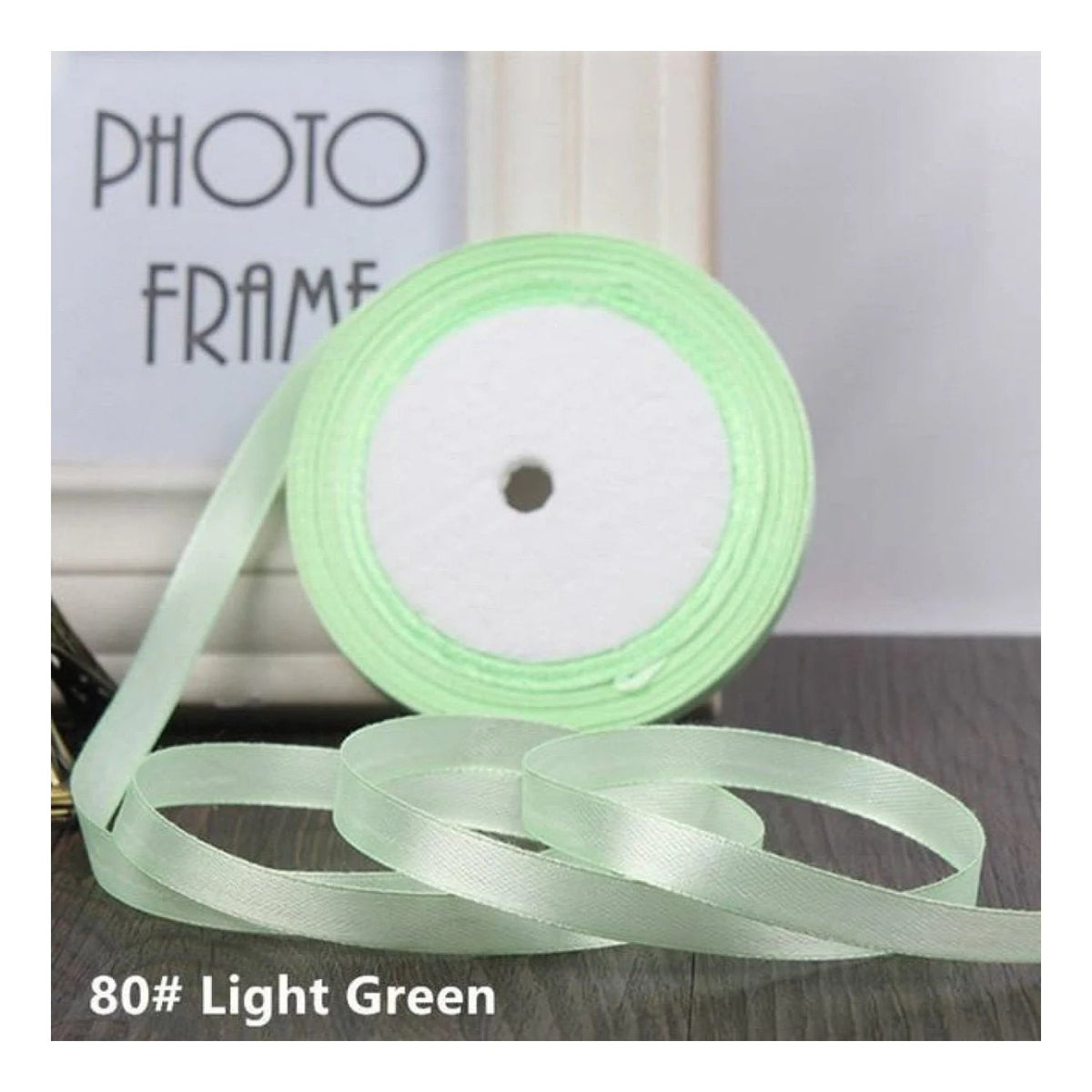 22m Polyester Ribbon 10-15mm in Multiple Colours – Light Green 15mm