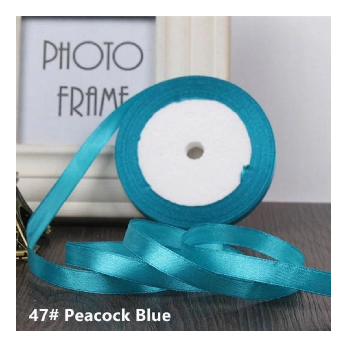 22m Polyester Ribbon 10-15mm in Multiple Colours – Peacock Blue 15mm