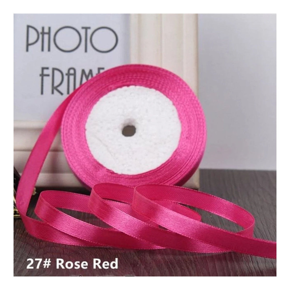 22m Polyester Ribbon 10-15mm in Multiple Colours – Rose Red 15mm