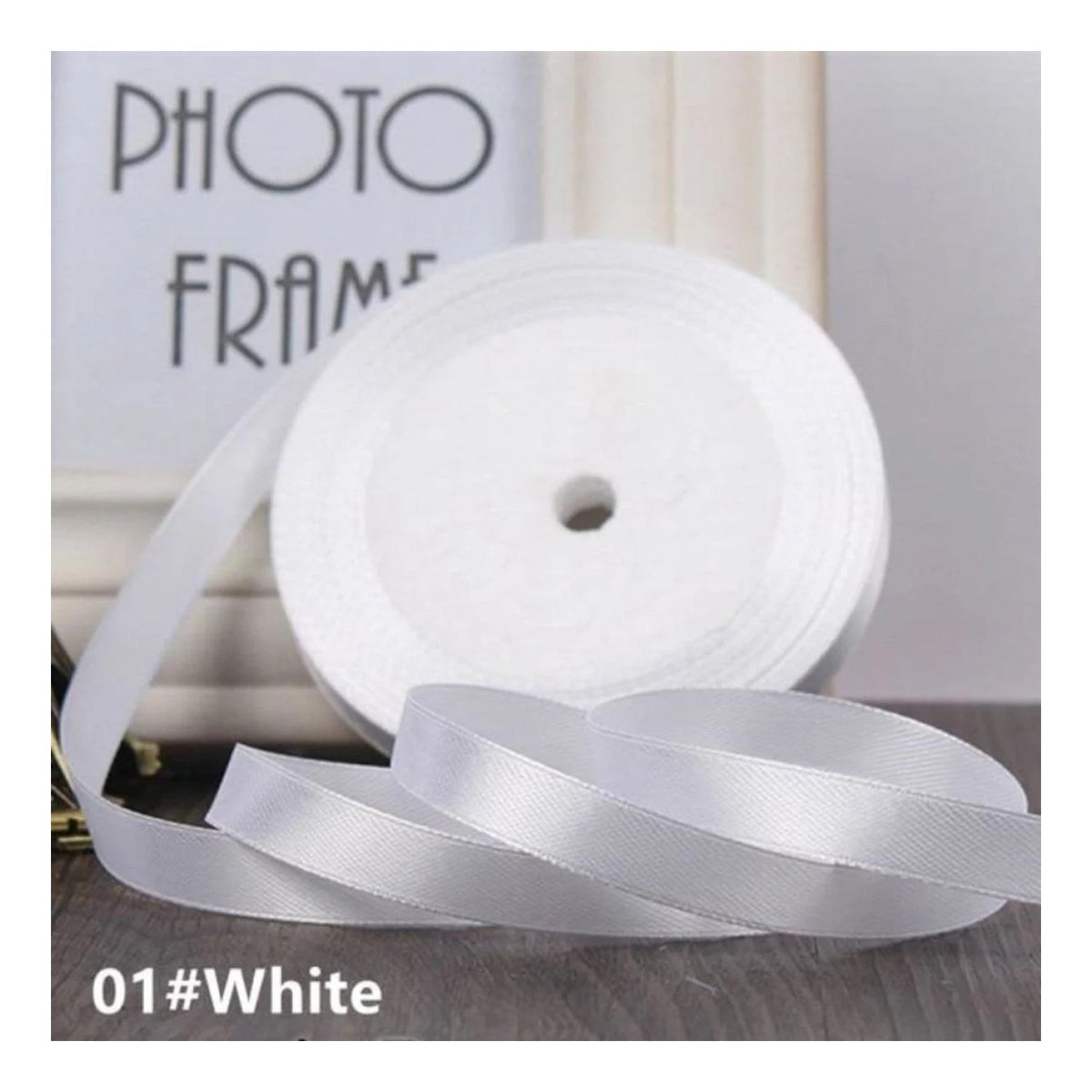 22m Polyester Ribbon 10-15mm in Multiple Colours – White 15mm