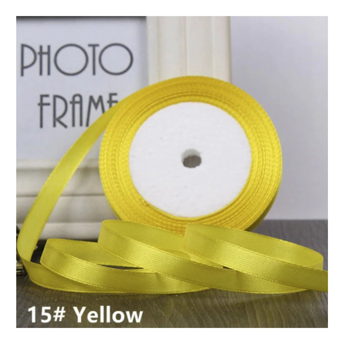 22m Polyester Ribbon 10-15mm in Multiple Colours – Yellow 15mm