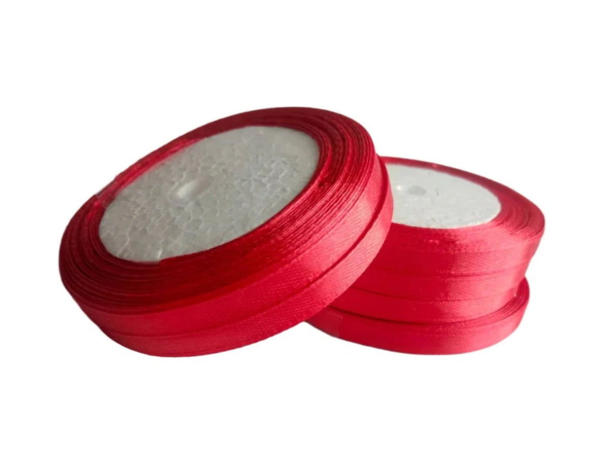 Polyester Ribbon 22m 6mm Roll for Crafts and Gift Wrapping – Red