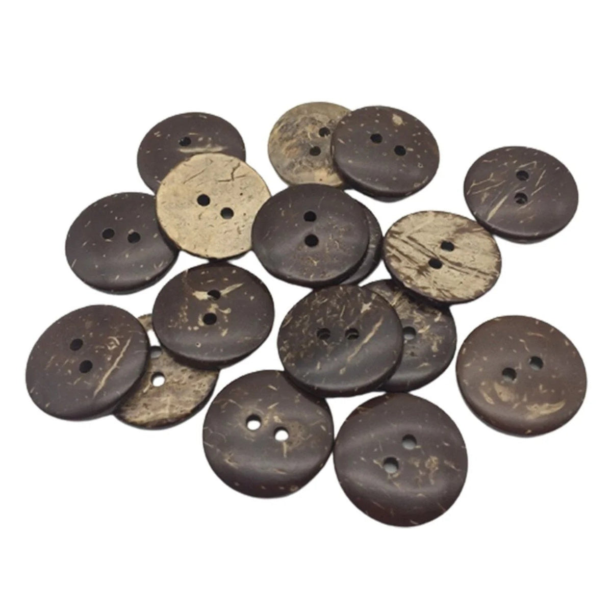 25pcs 2 Holes Coconut Shell Clothing Buttons – 13mm, 15mm, 18mm, 20mm, 25mm, 30mm