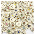 25 Wooden Daisy Flower Buttons 15mm 4-Hole Natural Colour