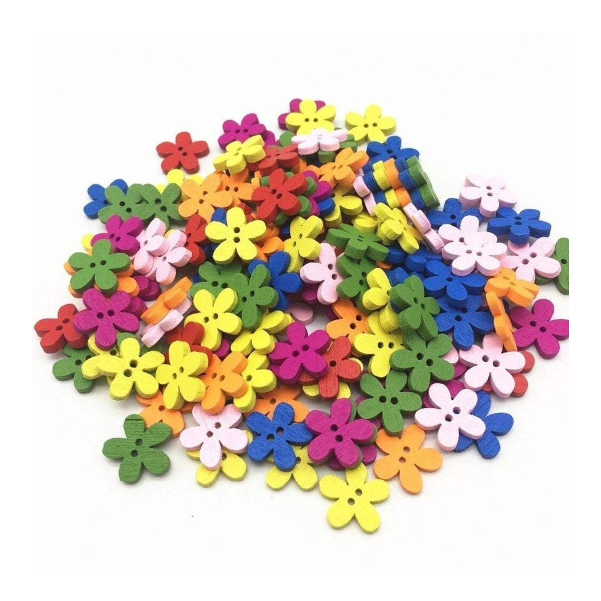 25pcs Flower Wood Buttons 2 Hole Sewing Baby Clothing