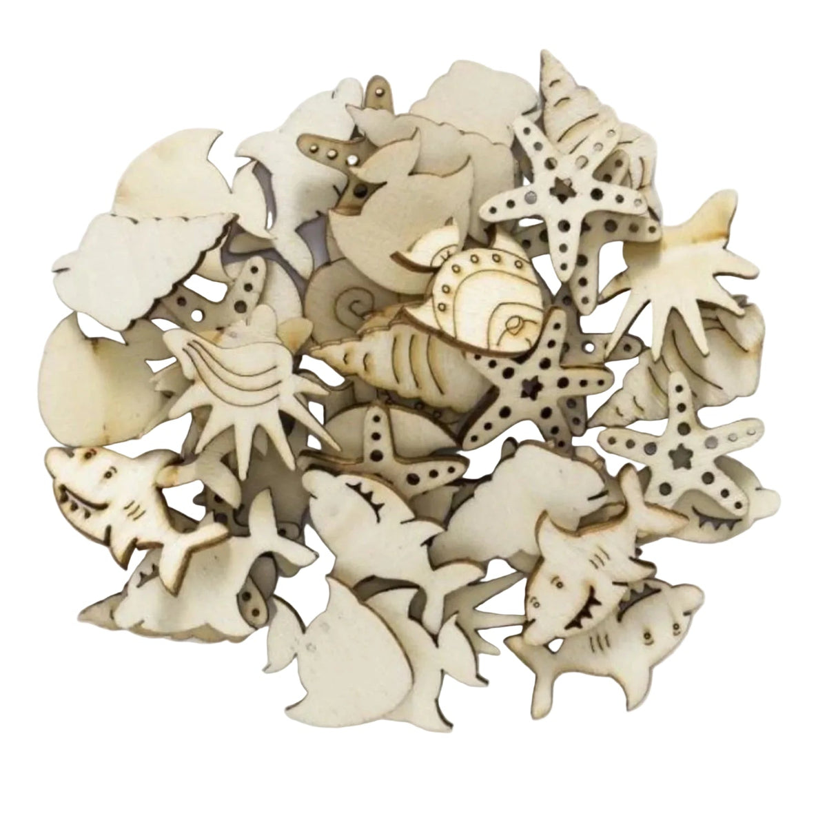 25pcs Sea Animal Wooden Scrapbooking Shapes