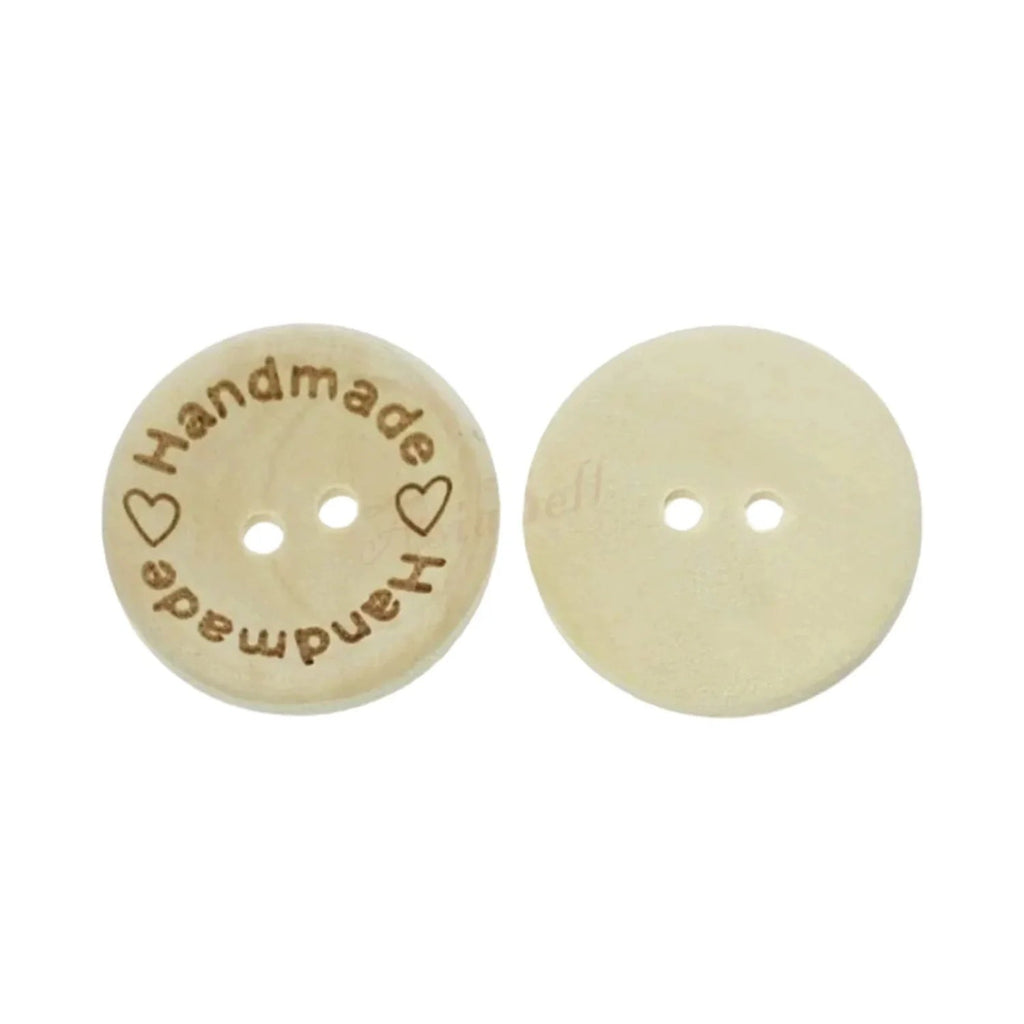 25pcs Wooden 2-Hole Buttons – Handmade Love Round