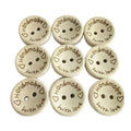 25pcs Wooden 2-Hole Buttons – Handmade Love Round – 15mm "Handmade with Love"
