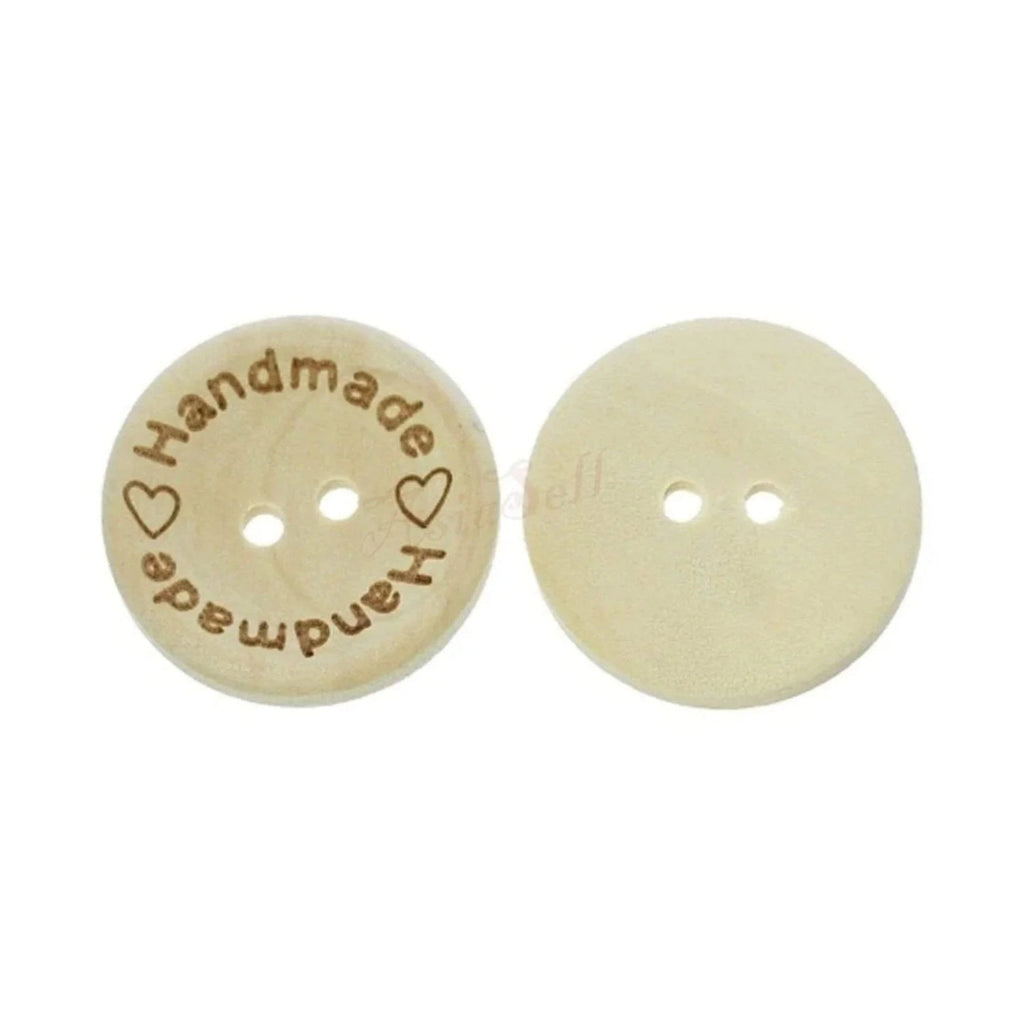 25pcs Wooden 2-Hole Buttons – Handmade Love Round