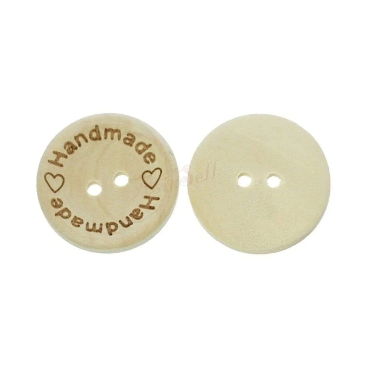 25pcs Wooden 2-Hole Buttons – Handmade Love Round