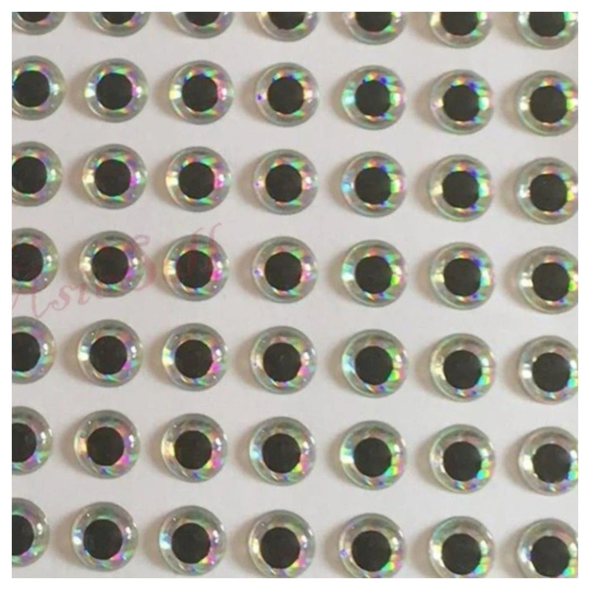 Holographic Silver Stick-On Eyes 2mm-18mm 25pcs or 250pcs
