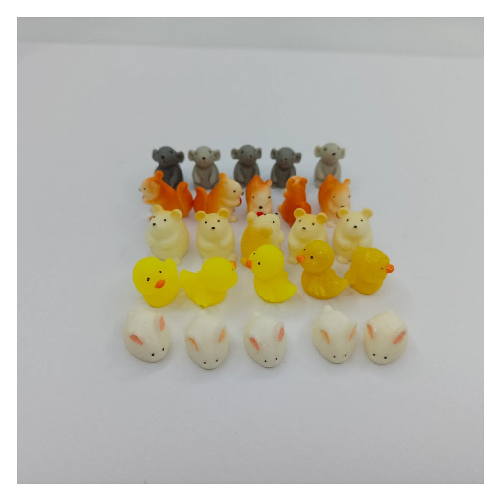 25pcs Tiny Animal Resin Figurines – Collection of small animal figurines on a white background