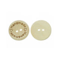 25x 15mm Round Wooden Buttons – 2-Hole, Flatback